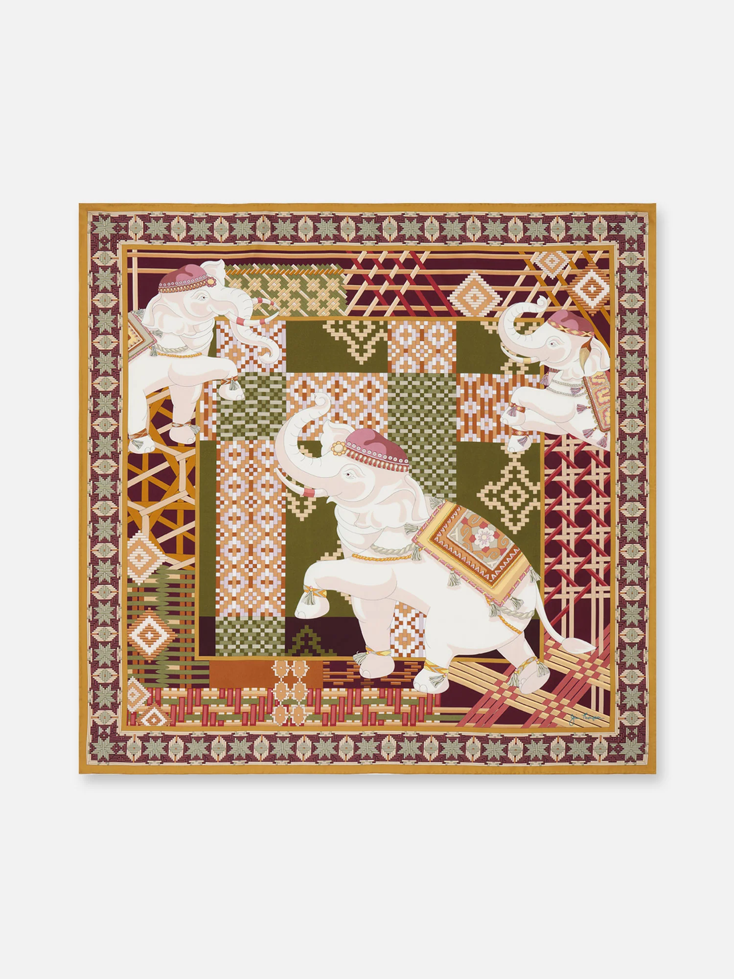 Basketry Weaving Silk Scarf