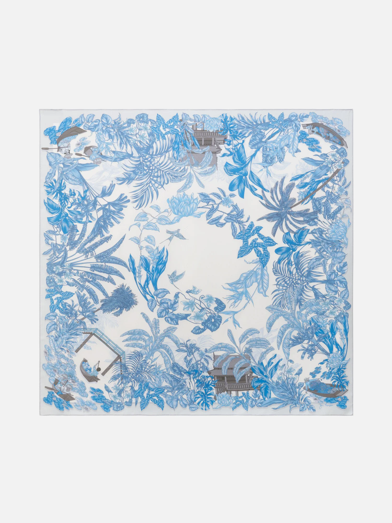 Damnoensaduak Floating Market Silk Twill Scarf