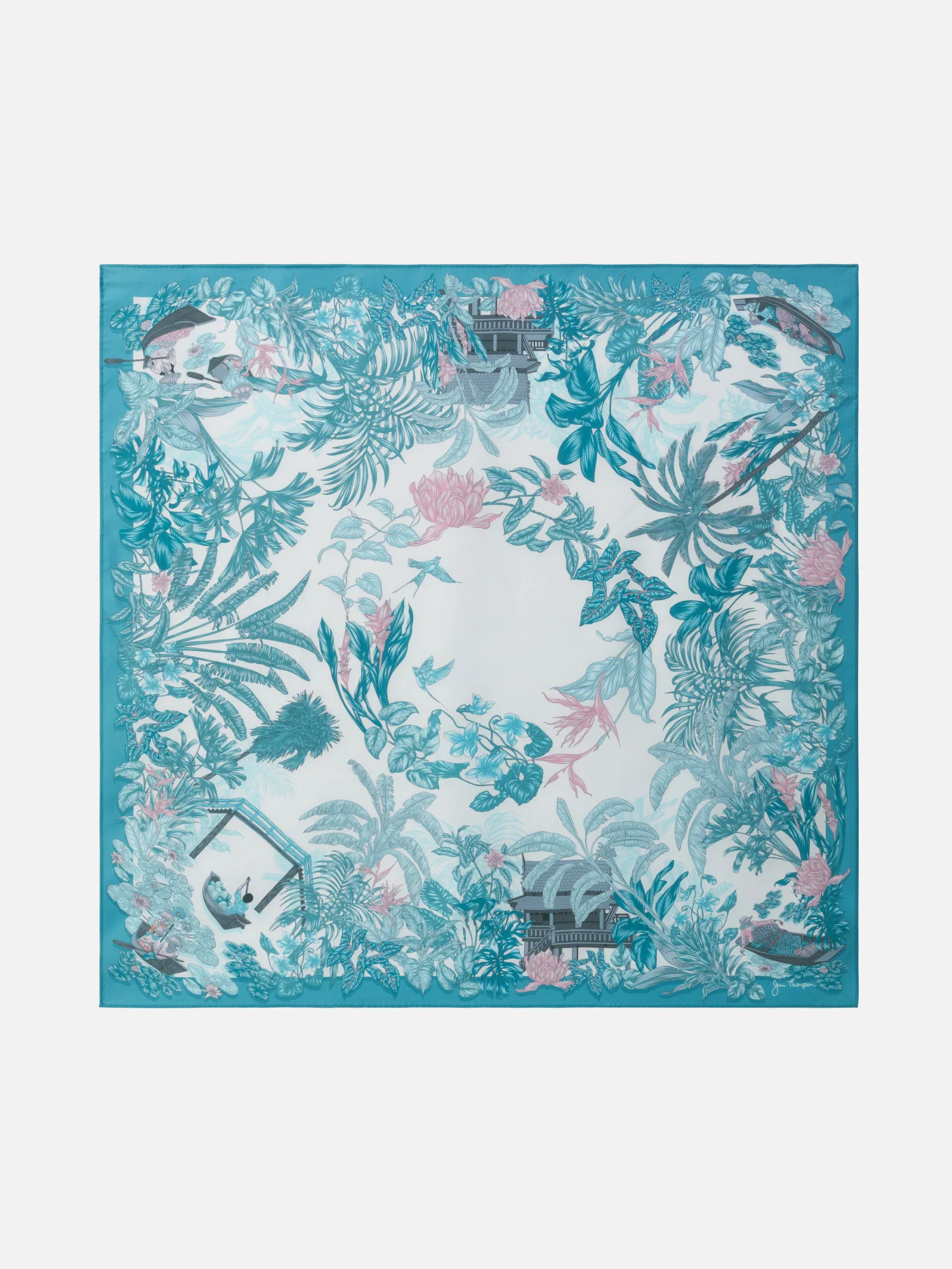 Damnoensaduak Floating Market Silk Twill Scarf