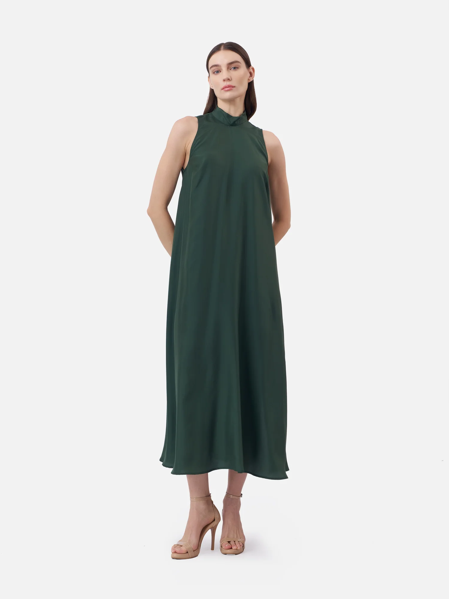 Turtle Neck Maxi Silk Dress